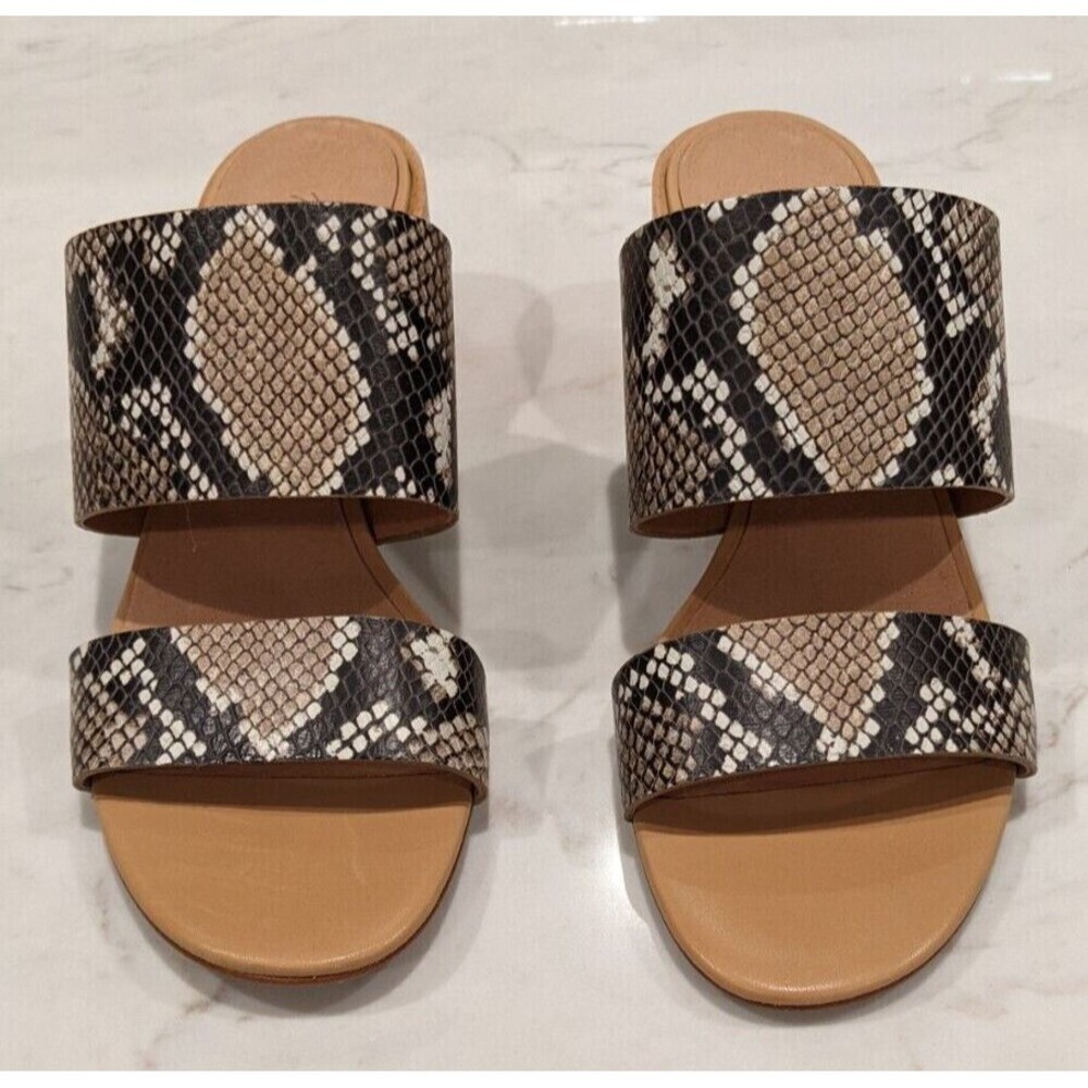 NWOT~Madewell Kiera Mule Sandal Sz 9 Slip On Snake Embossed Leather Block Heel - Picture 3 of 10